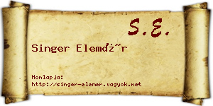 Singer Elemér névjegykártya